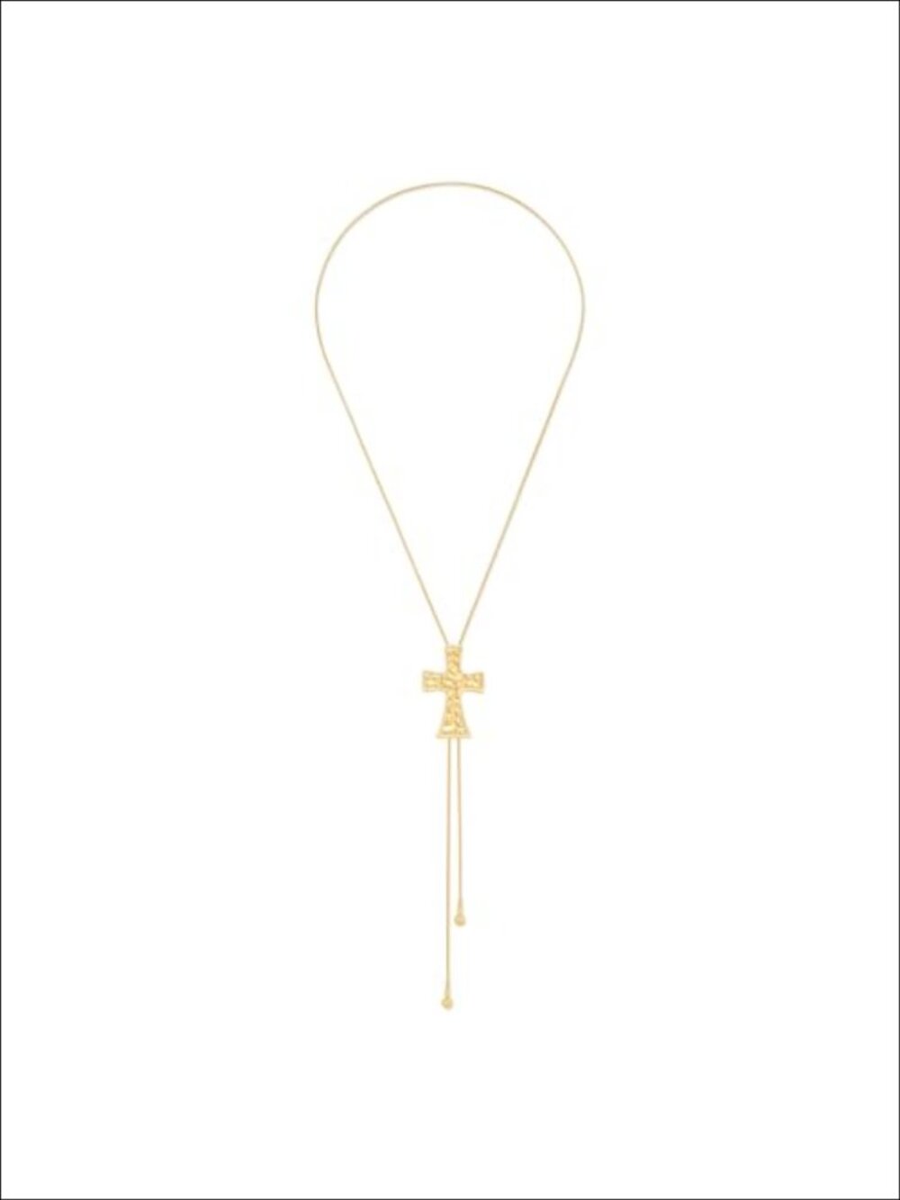 14K Gold Plated Chunky Cross Lariat Necklace Y Chain Statement